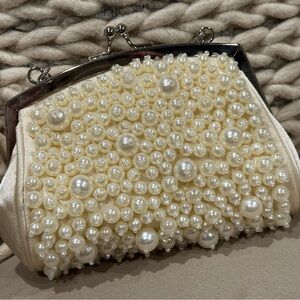4 for $20: Bijoux Terner Elegant Pearl-Embellished Cream Clutch
